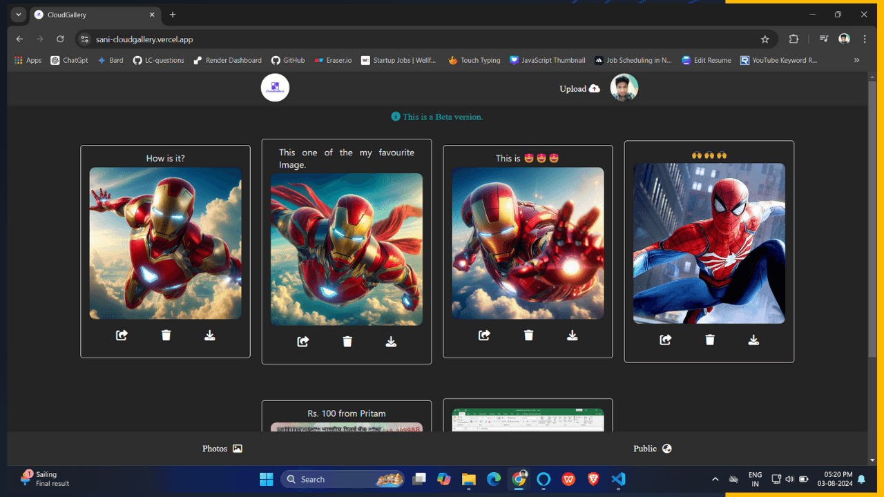 CloudGallery || MERN stack